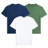 3 PACK – T-SHIRTS EN COTON COUPE SLIM HOMMES - BLEU MARINE • VERT • BLANC / S